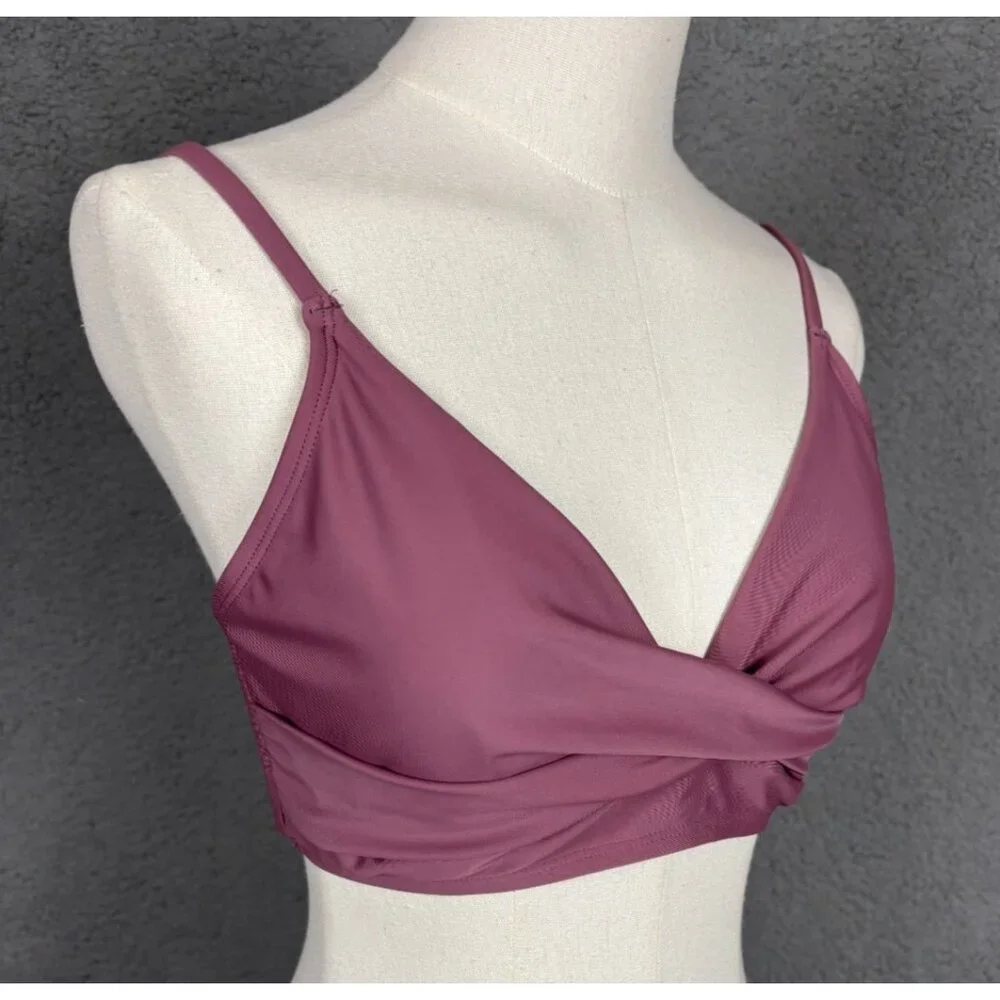 Cupshe Women's V-Neck Twist Front Bikini Top Padded Mauve Medium NWT's.